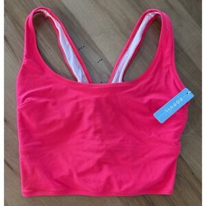 Popvil Neon Hot Pink Lace-Up Back Bikini Top NO BOTTOMS Women M NWT